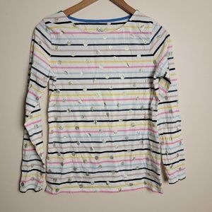 Boden Stripes Ahead of the Rest Striped Polka Dot Top Size 8